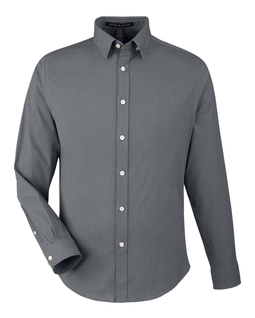 Devon & Jones Men's CrownLux Performance Spencer Poplin Dress Shirt blank in Graphite Melange, style DG505