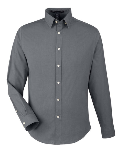 Devon & Jones Men's CrownLux Performance Spencer Poplin Dress Shirt blank in Graphite Melange, style DG505