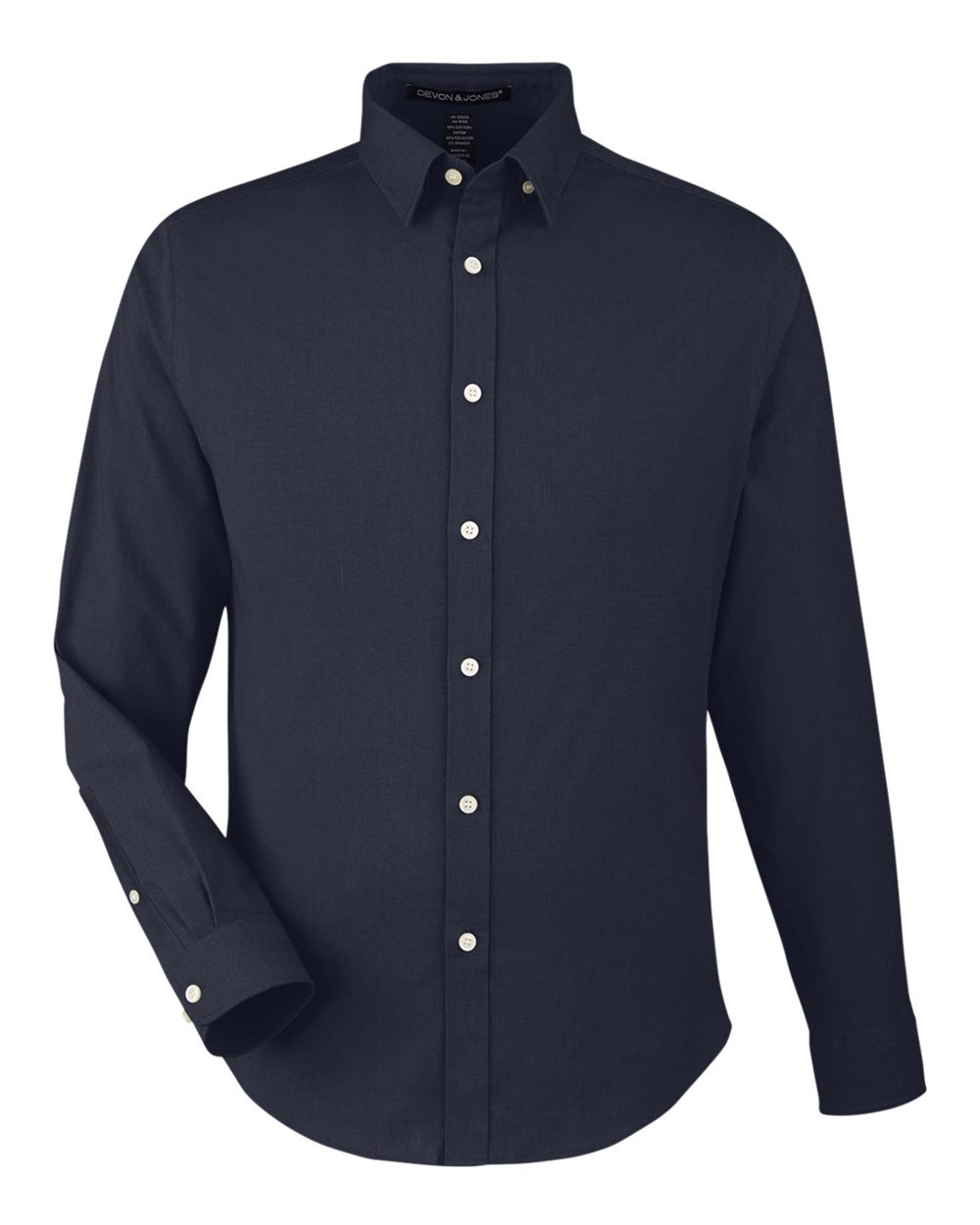 Devon & Jones Men's CrownLux Performance Spencer Poplin Dress Shirt blank in Navy Melange, style DG505