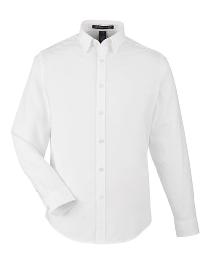 Devon & Jones Men's CrownLux Performance Spencer Poplin Dress Shirt blank in White, style DG505