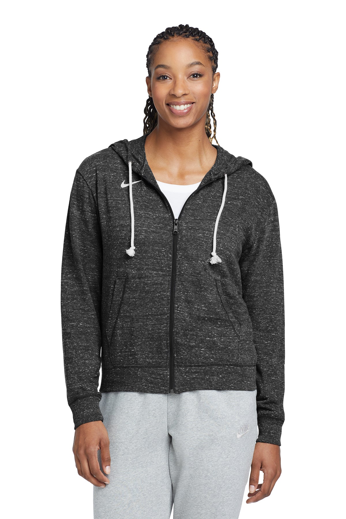 Nike Women's Gym Vintage Full-Zip Hoodie in Team Black, style CN9402