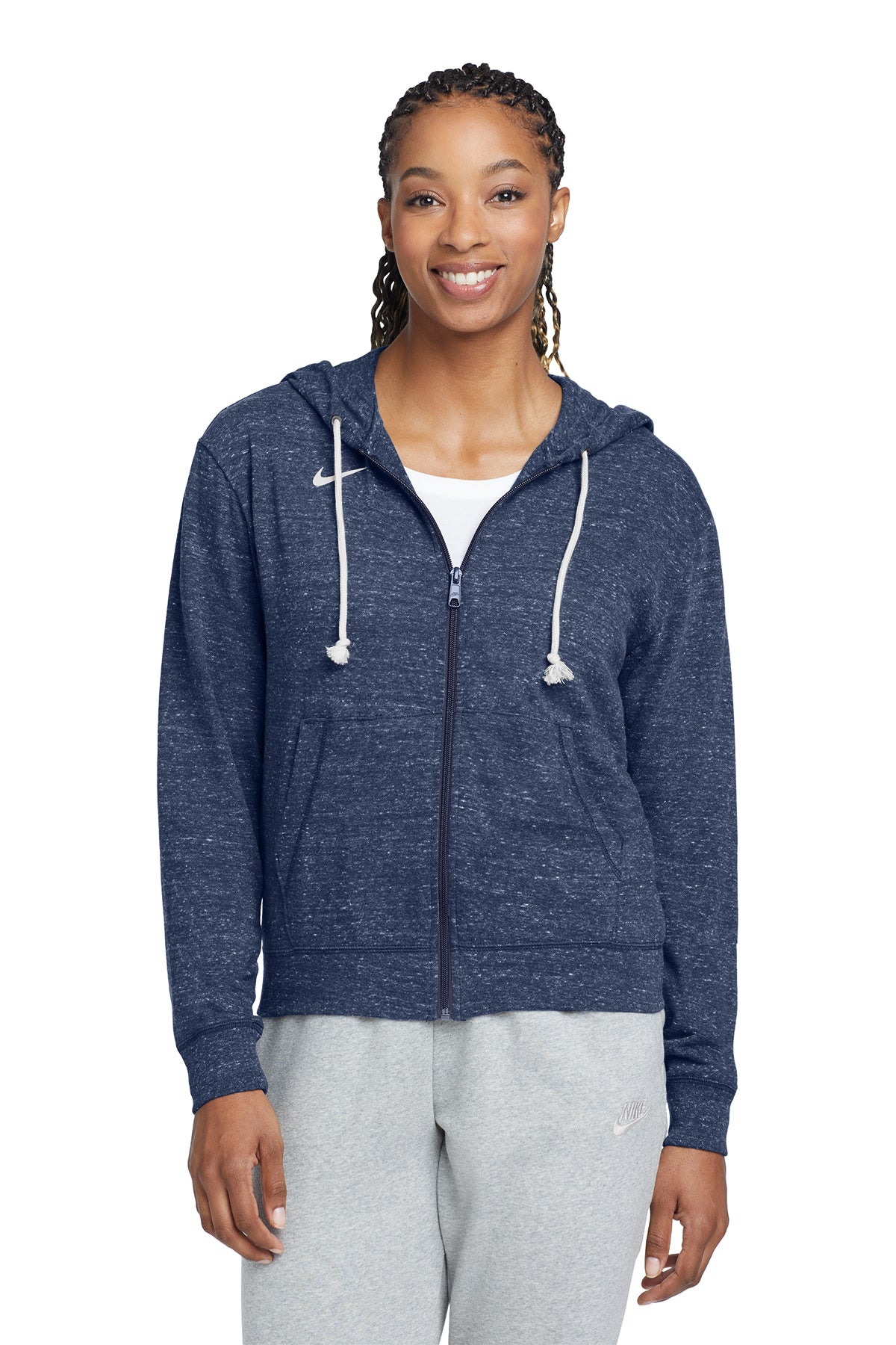 Nike Women's Gym Vintage Full-Zip Hoodie in Team Navy, style CN9402