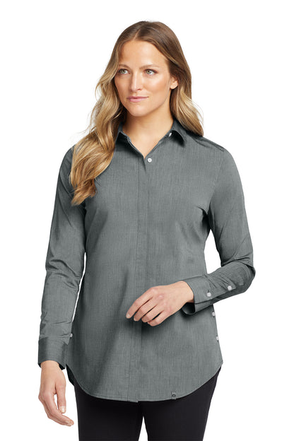 OGIO Women's Commuter Woven Tunic in Gear Grey Heather, style LOG1002