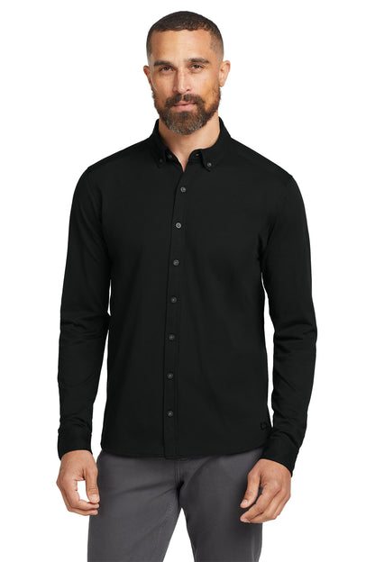 OGIO Code Stretch Long Sleeve Button-Up in Blacktop, style OG145
