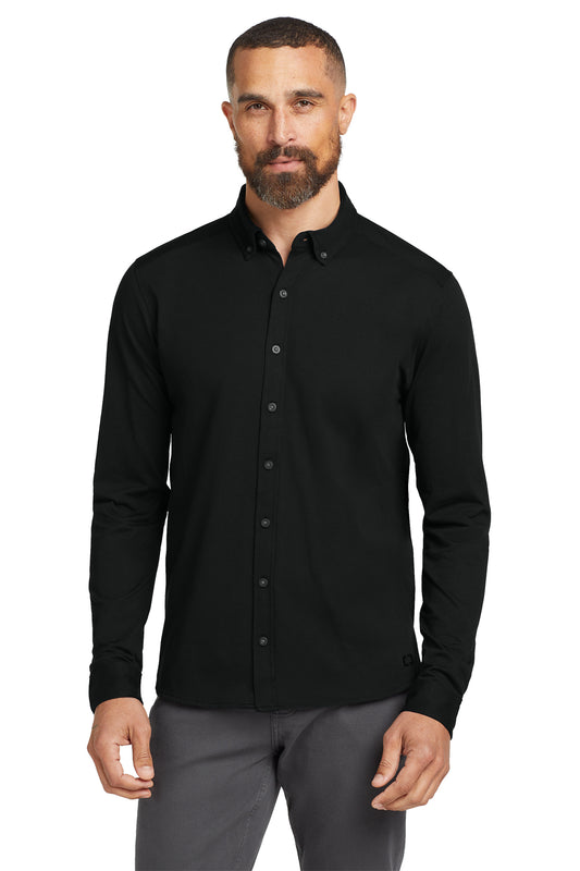 OGIO Code Stretch Long Sleeve Button-Up in Blacktop, style OG145