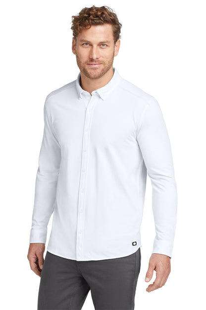 OGIO Code Stretch Long Sleeve Button-Up in Bright White, style OG145