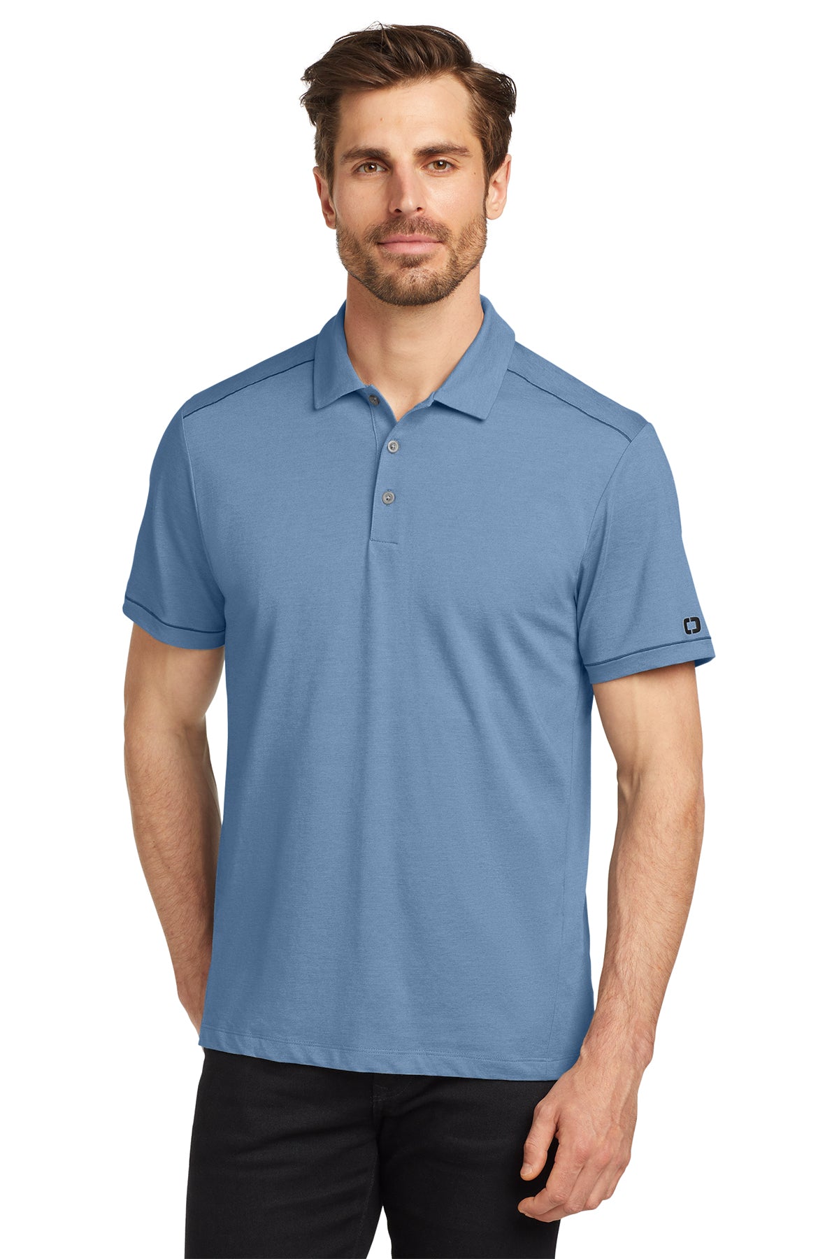 OGIO Code Stretch Polo in Force Blue Heather, style OG146