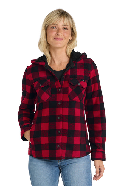 Eddie Bauer Women's Woodland Shirt Jac in Radish/ Black, style EB229