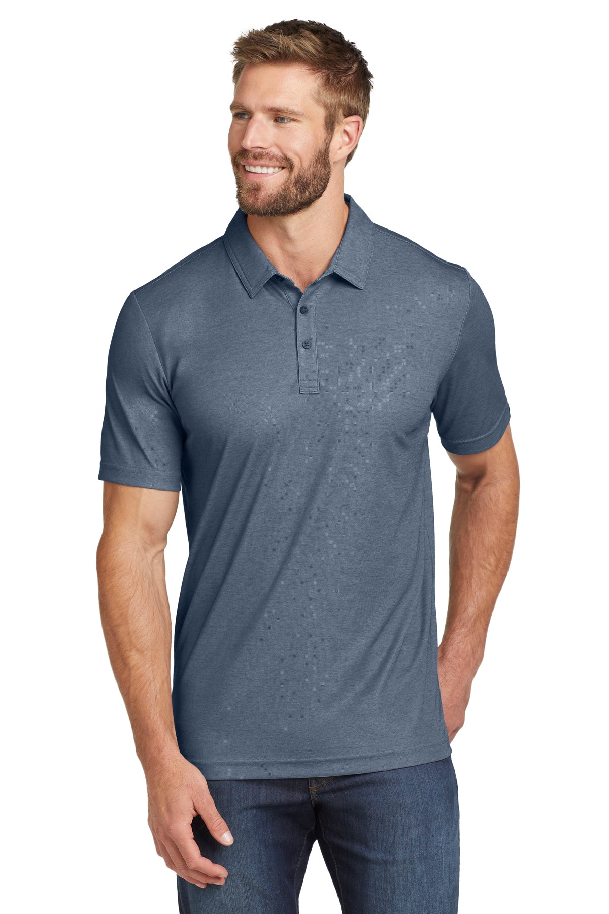 TravisMathew Oceanside Heather Polo in Blue Nights Heather, style TM1MU412