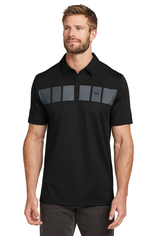 TravisMathew Cabana Chest Stripe Polo in Black, style TM1MU416