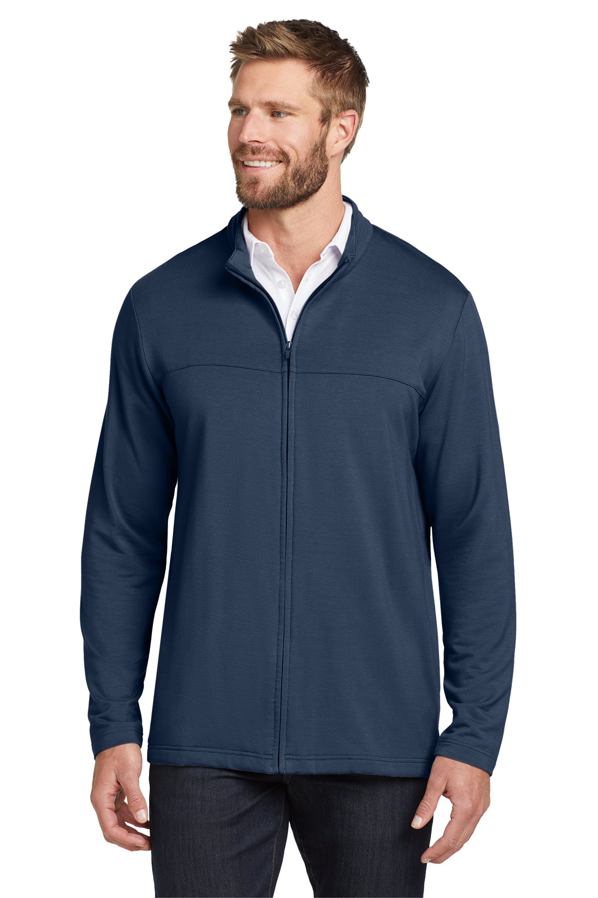 TravisMathew Newport Full-Zip Fleece in Blue Nights, style TM1MU420