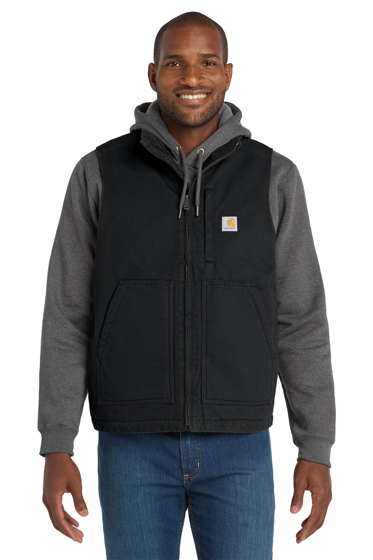 Carhartt® Sherpa-Lined Mock Neck Vest in Black, style CT104277