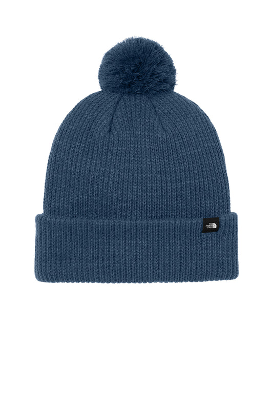 The North Face Pom Beanie in Shady Blue, style NF0A7RGI