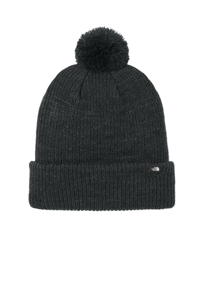 The North Face Pom Beanie in TNF Black Heather, style NF0A7RGI