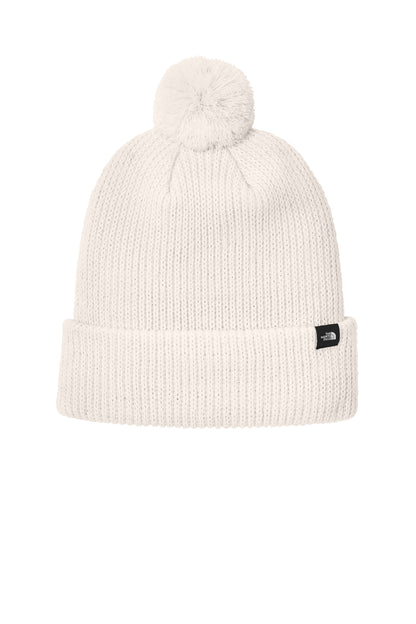 The North Face Pom Beanie in Vintage White, style NF0A7RGI