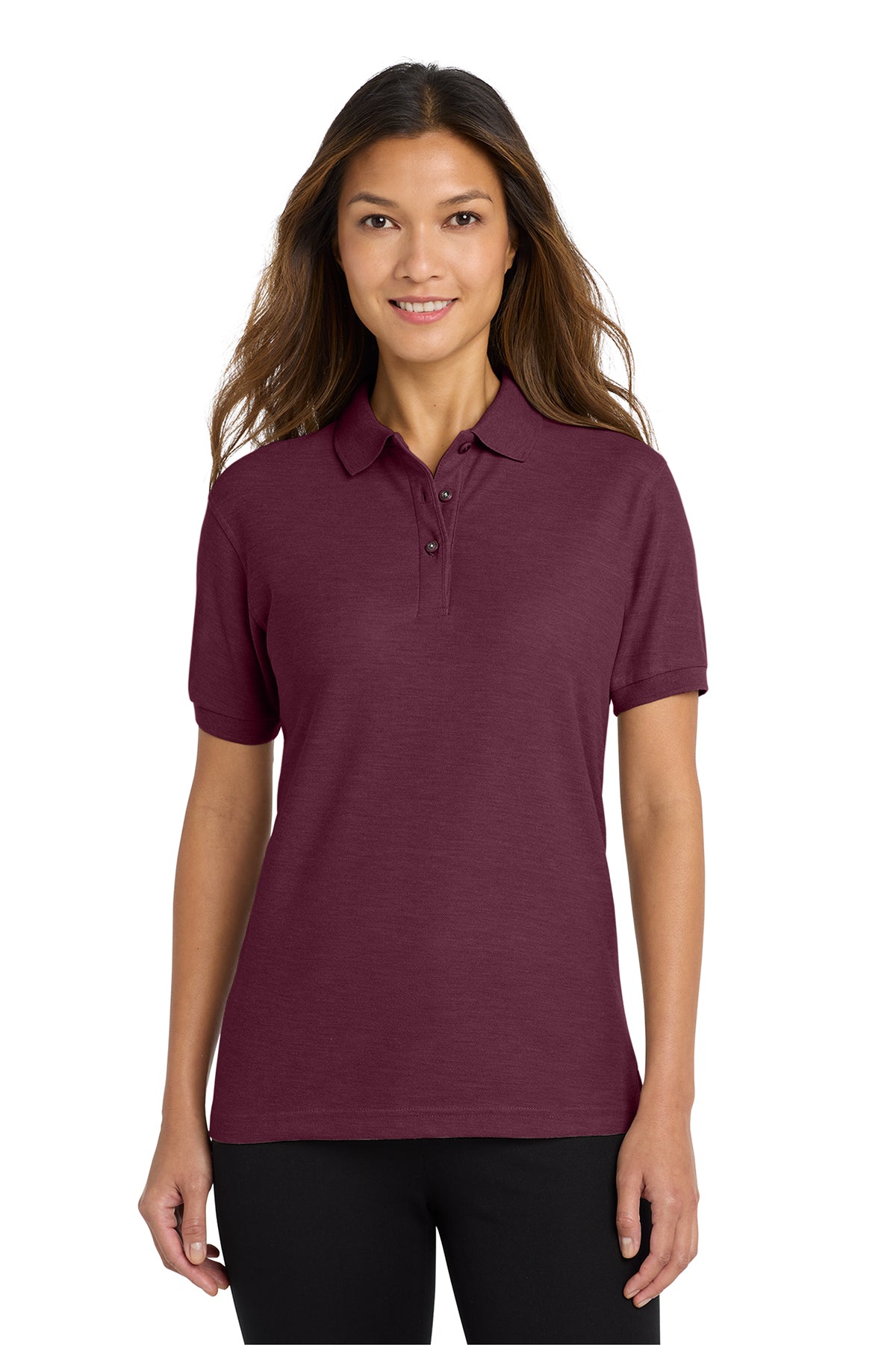 Port Authority Women's Silk Touch Polo in burgundy