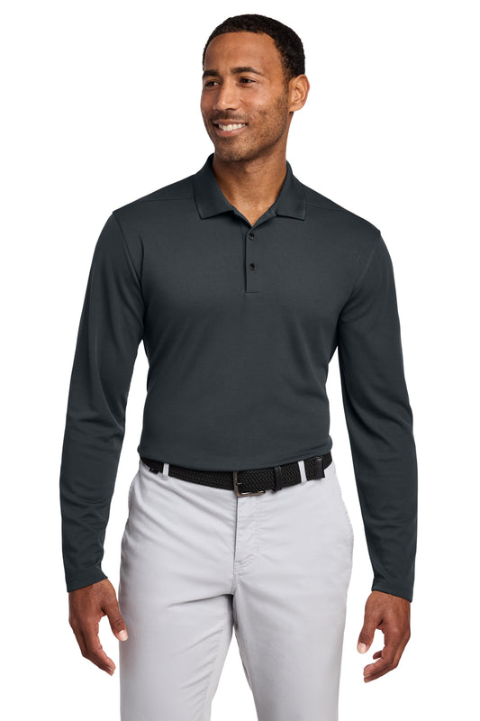 Nike Dri-FIT Micro Pique 2.0 Long Sleeve Polo in Anthracite, style NKDC2104