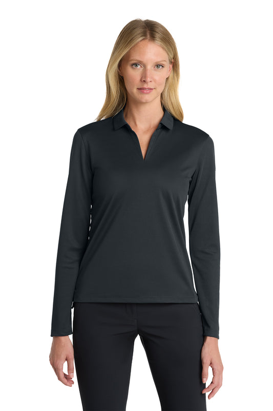Nike Women's Dri-FIT Micro Pique 2.0 Long Sleeve Polo in Anthracite, style NKDC2105