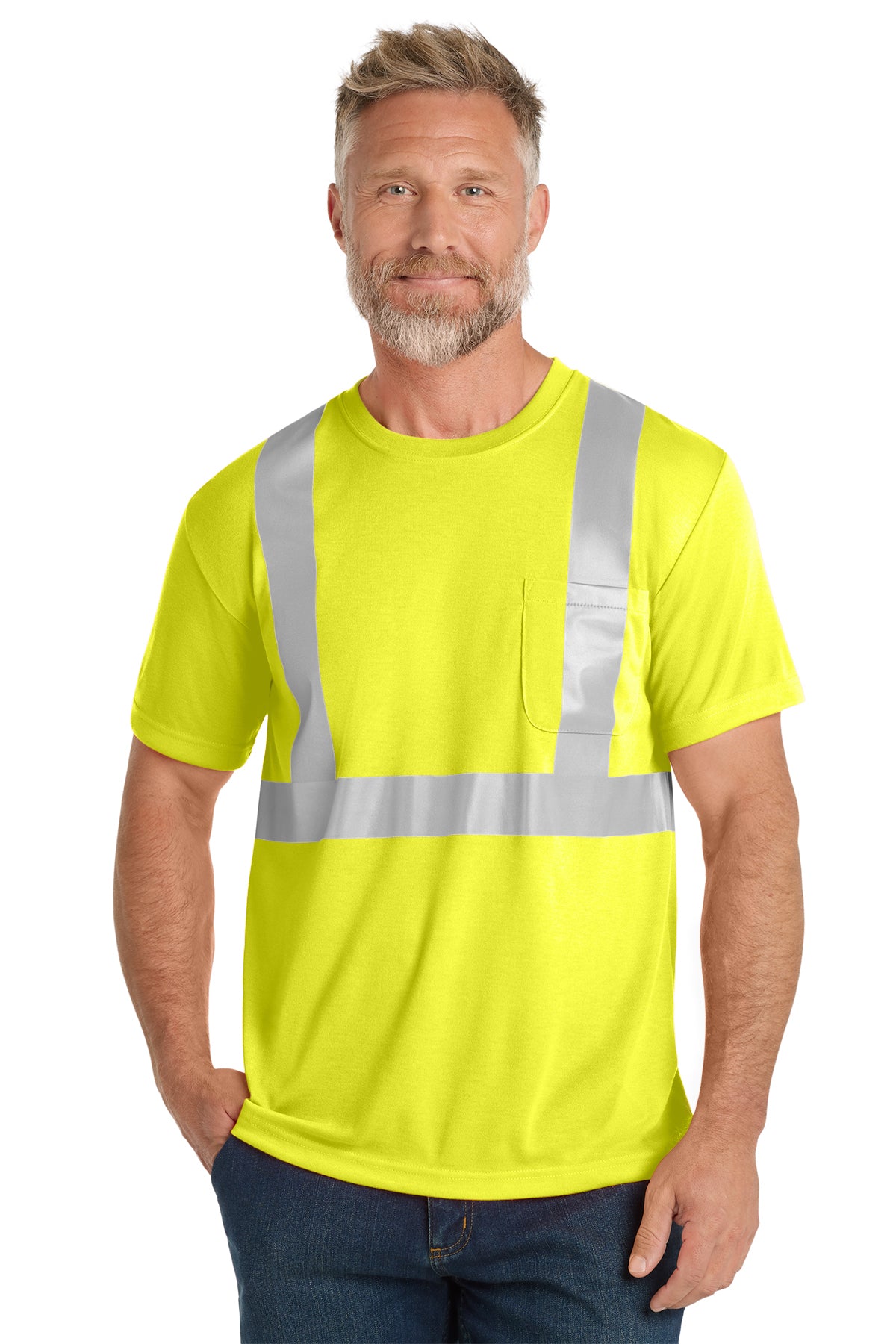 CornerStone ANSI 107 Class 2 Safety T-Shirt in safety yellow