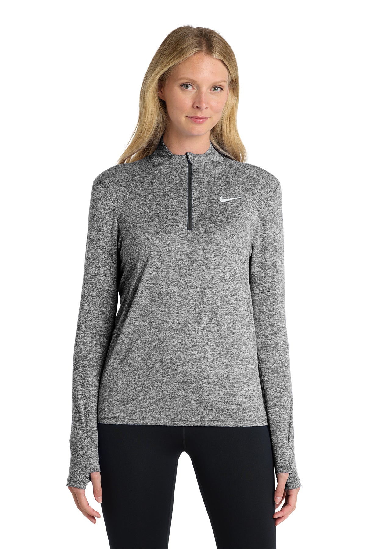 Nike Women's Dri-FIT Element 1/2-Zip Top in Black Heather, style NKDH4951