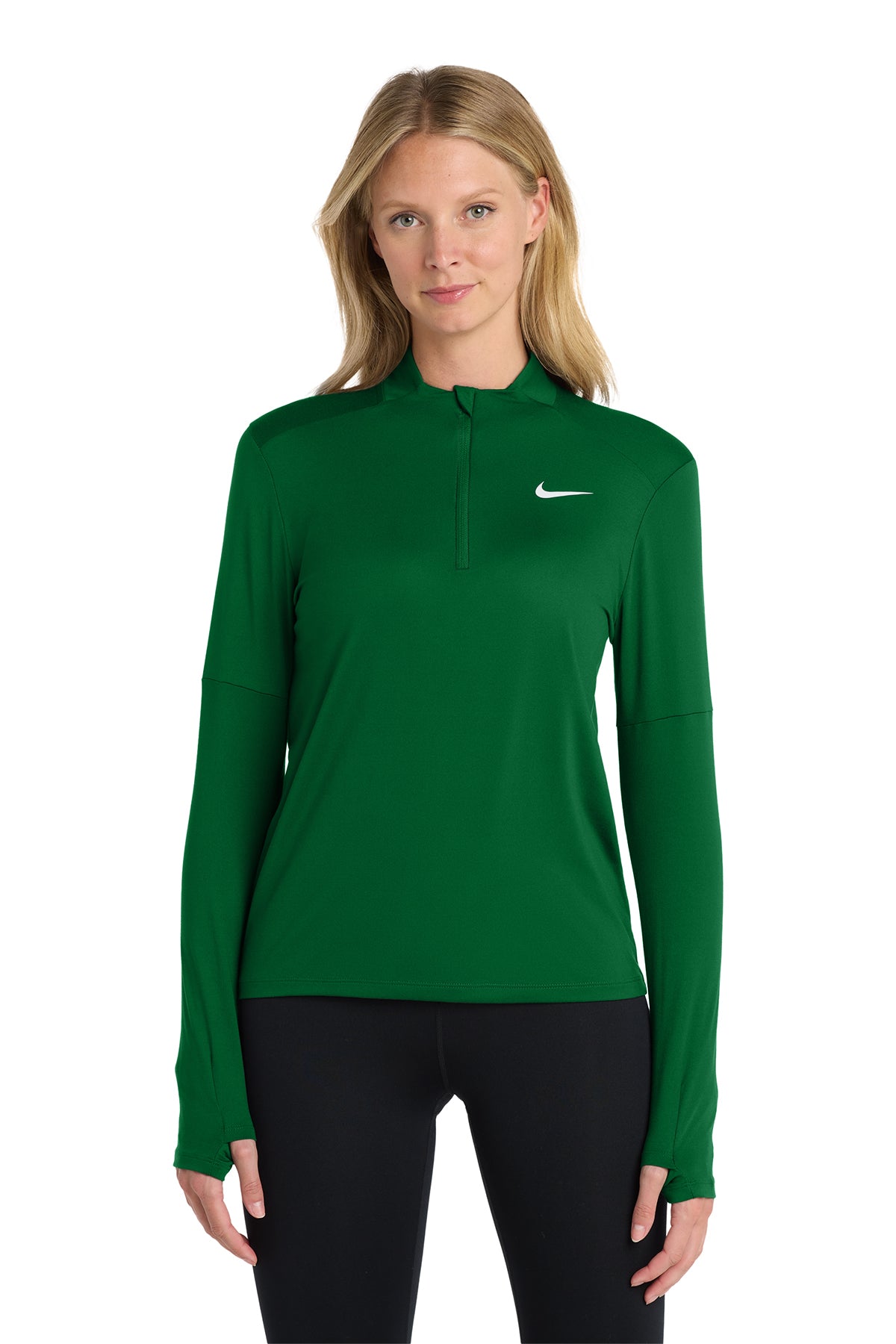 Nike Women's Dri-FIT Element 1/2-Zip Top in Dark Green, style NKDH4951