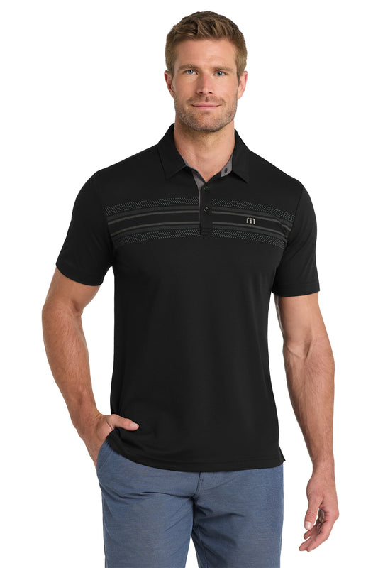 TravisMathew Monterey Chest Stripe Polo in Black, style TM1MW450