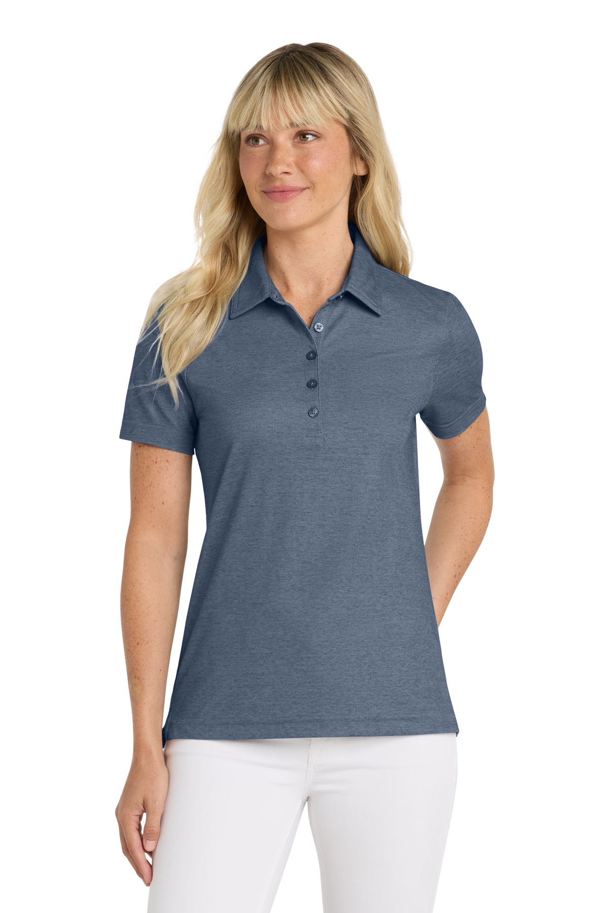 TravisMathew Women's Oceanside Heather Polo in Blue Nights Heather, style TM1WW002