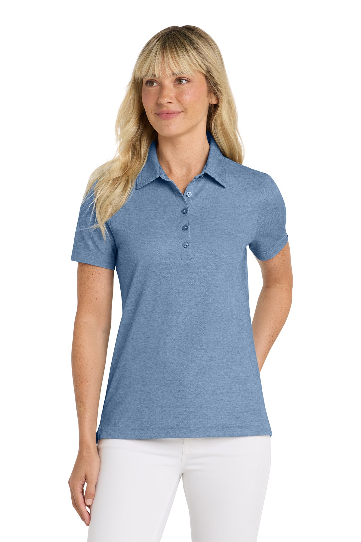 TravisMathew Women's Oceanside Heather Polo in Classic Blue Heather, style TM1WW002