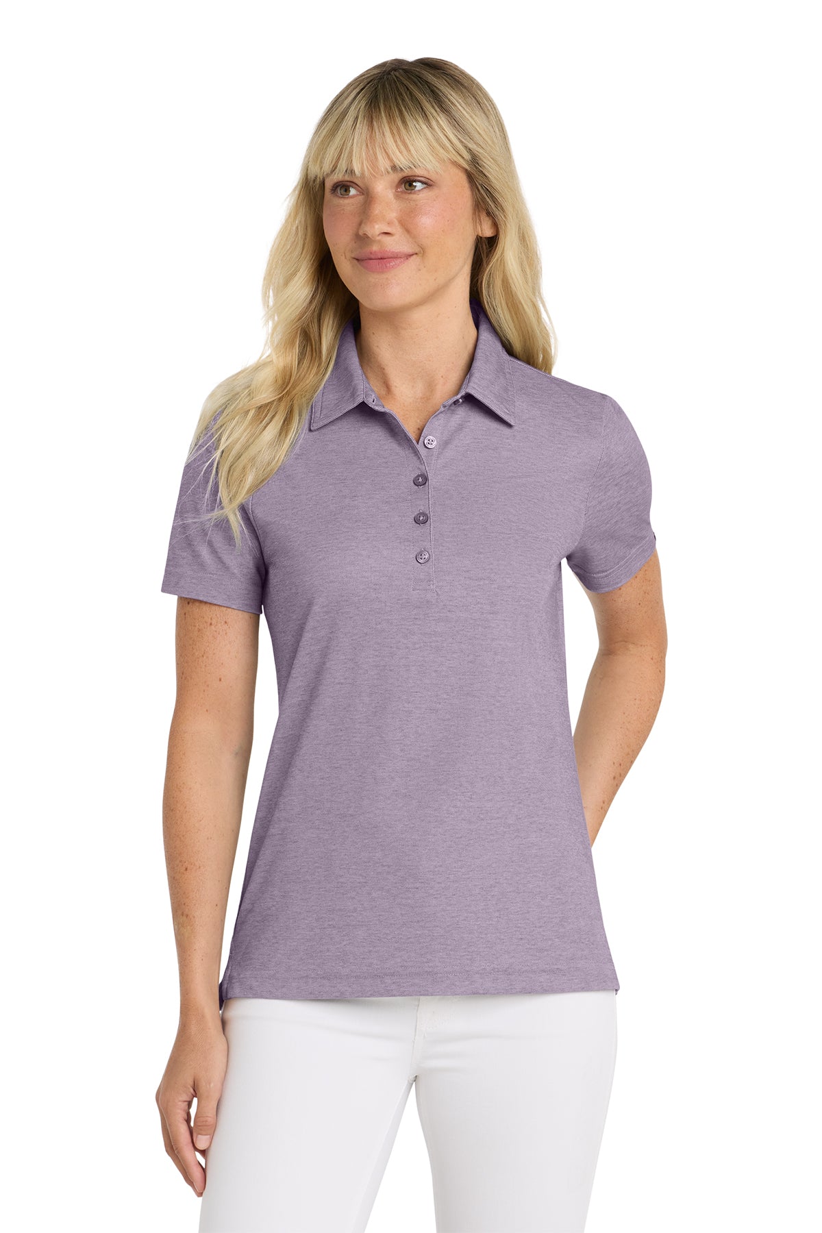 TravisMathew Women's Oceanside Heather Polo in Purple Sage Heather, style TM1WW002