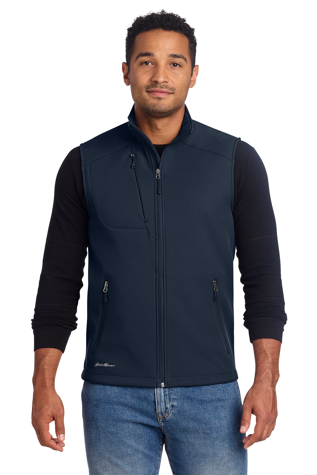 Eddie Bauer Stretch Soft Shell Vest in River Blue Navy, style EB546
