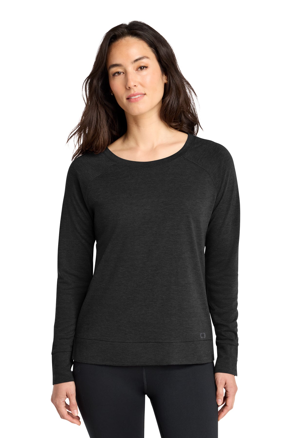 OGIO Women's Command Long Sleeve Scoop Neck in Blacktop, style LOG150