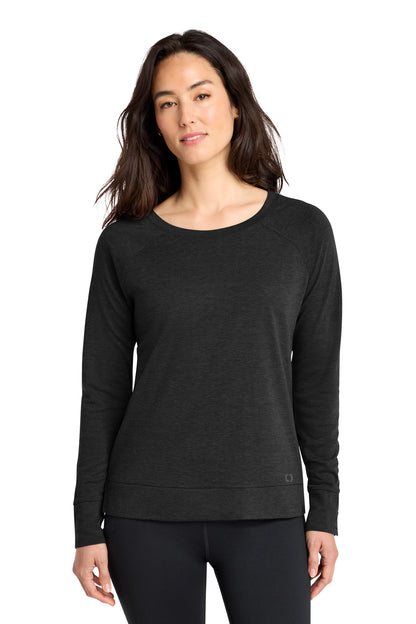 OGIO Women's Command Long Sleeve Scoop Neck in Blacktop, style LOG150