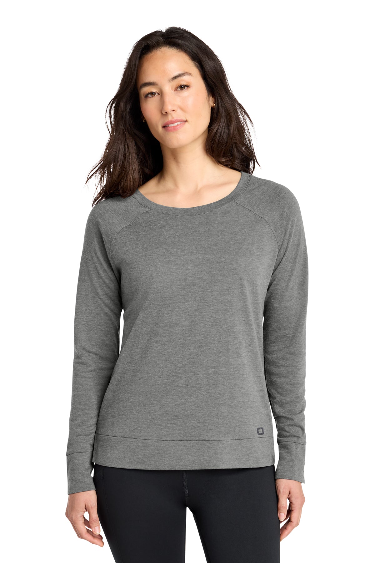 OGIO Women's Command Long Sleeve Scoop Neck in Gear Grey, style LOG150