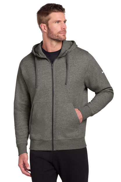 Nike Club Fleece Sleeve Swoosh Full-Zip Hoodie in Charcoal Heather, style NKDR1513