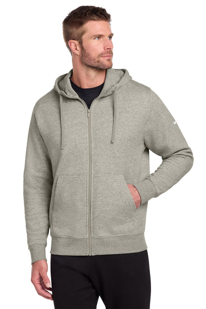 Nike Club Fleece Sleeve Swoosh Full-Zip Hoodie in Dark Grey Heather, style NKDR1513
