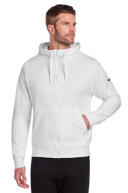 Nike Club Fleece Sleeve Swoosh Full-Zip Hoodie in White, style NKDR1513