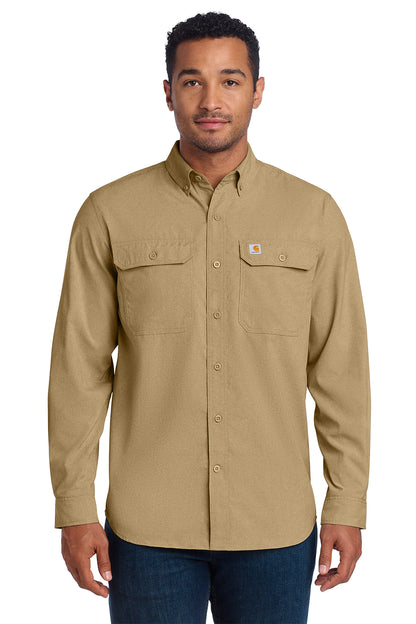 Carhartt® Force Solid Long Sleeve Shirt in Dark Khaki, style CT105291