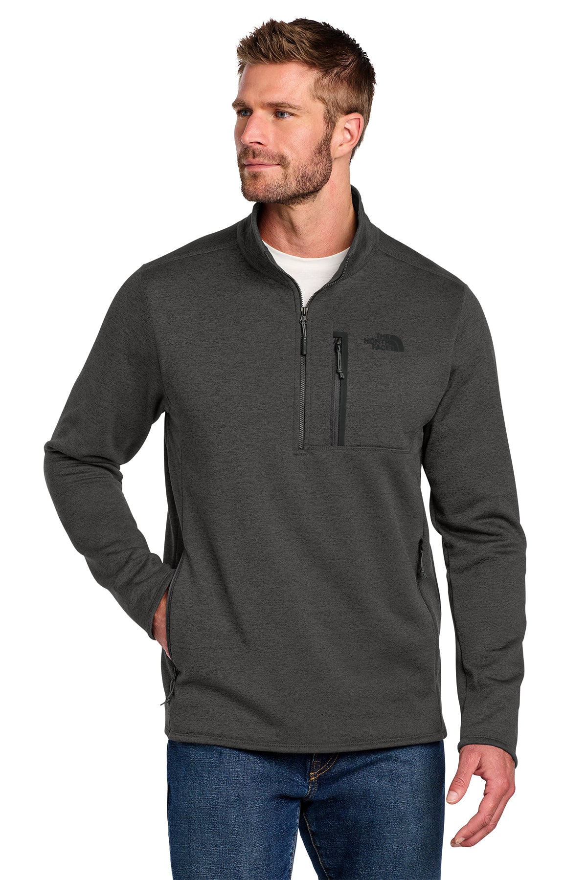 The North Face Skyline 1/2-Zip Fleece in TNF Dark Grey Heather, style NF0A7V63