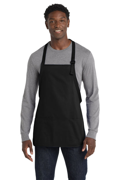 Port Authority Medium-Length Apron with Pouch Pockets in black