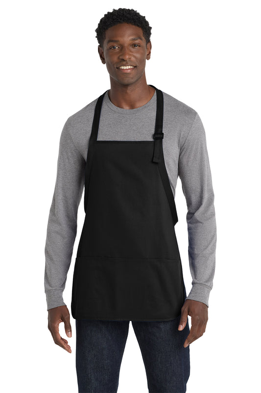 Port Authority Medium-Length Apron with Pouch Pockets in black