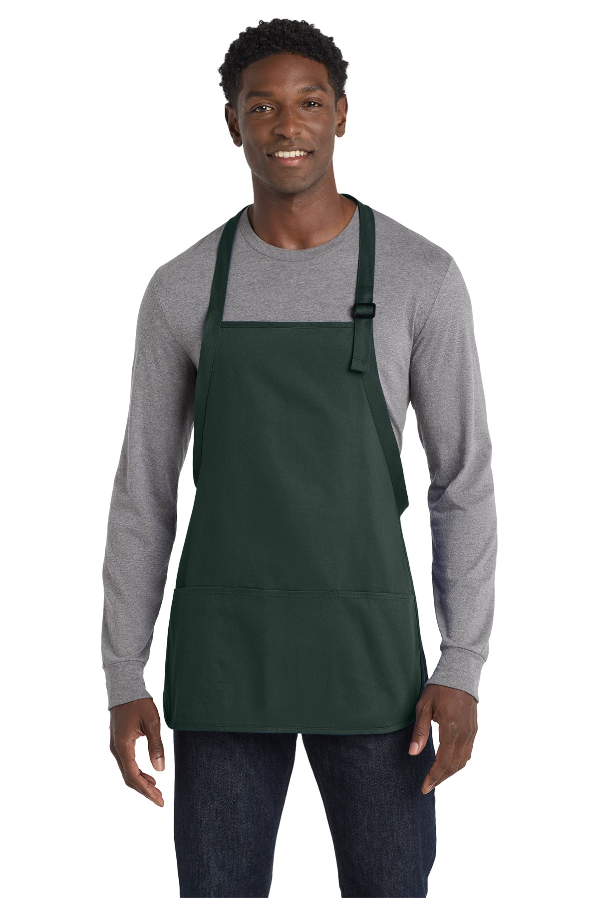 Port Authority Medium-Length Apron with Pouch Pockets in hunter