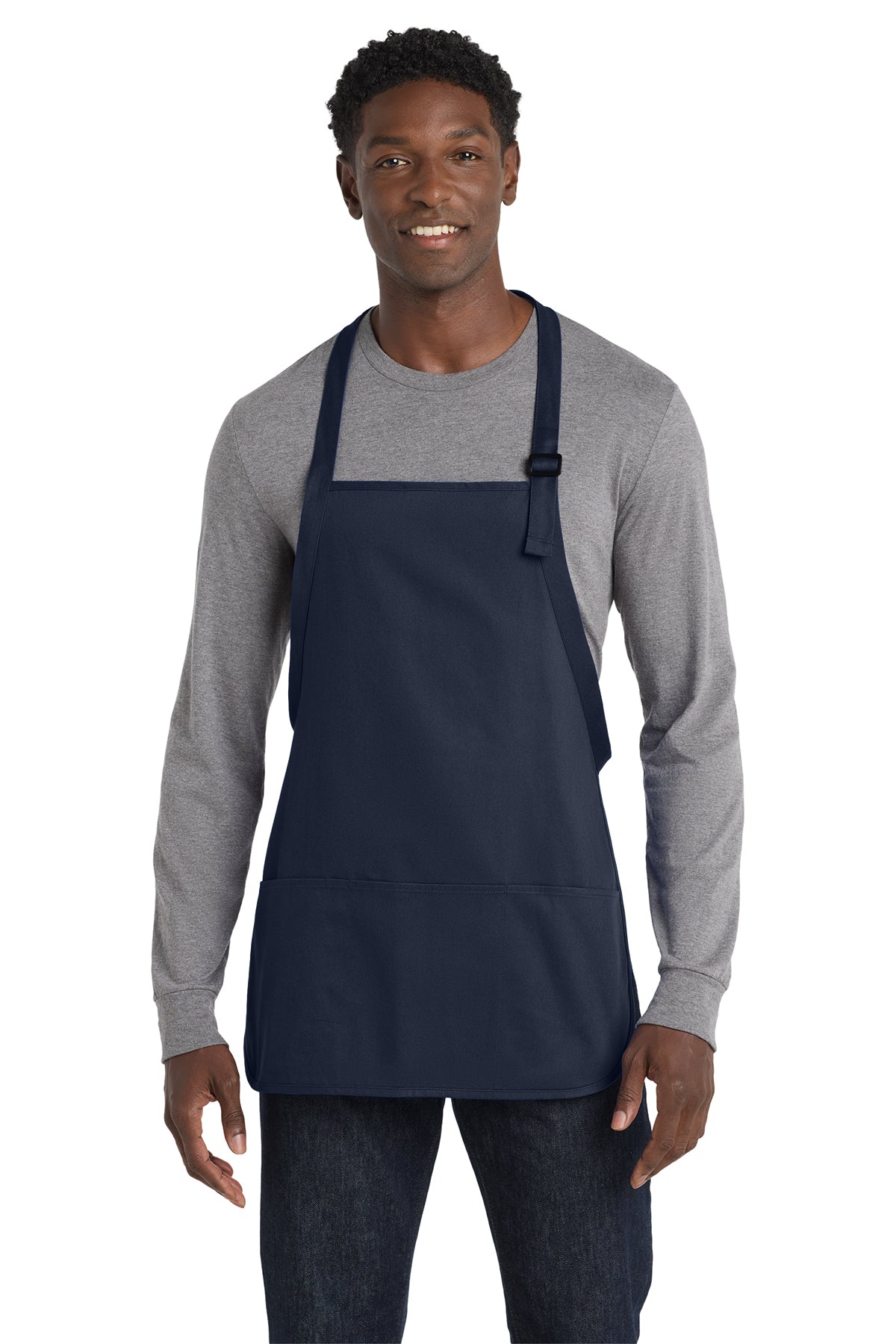 Port Authority Medium-Length Apron with Pouch Pockets in navy
