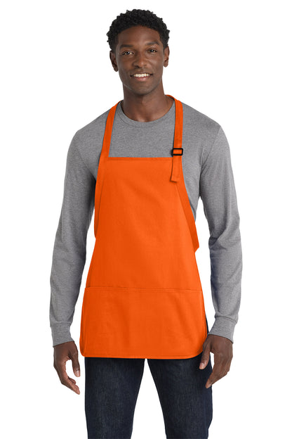 Port Authority Medium-Length Apron with Pouch Pockets in orange