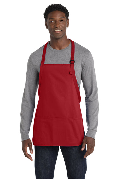 Port Authority Medium-Length Apron with Pouch Pockets in red