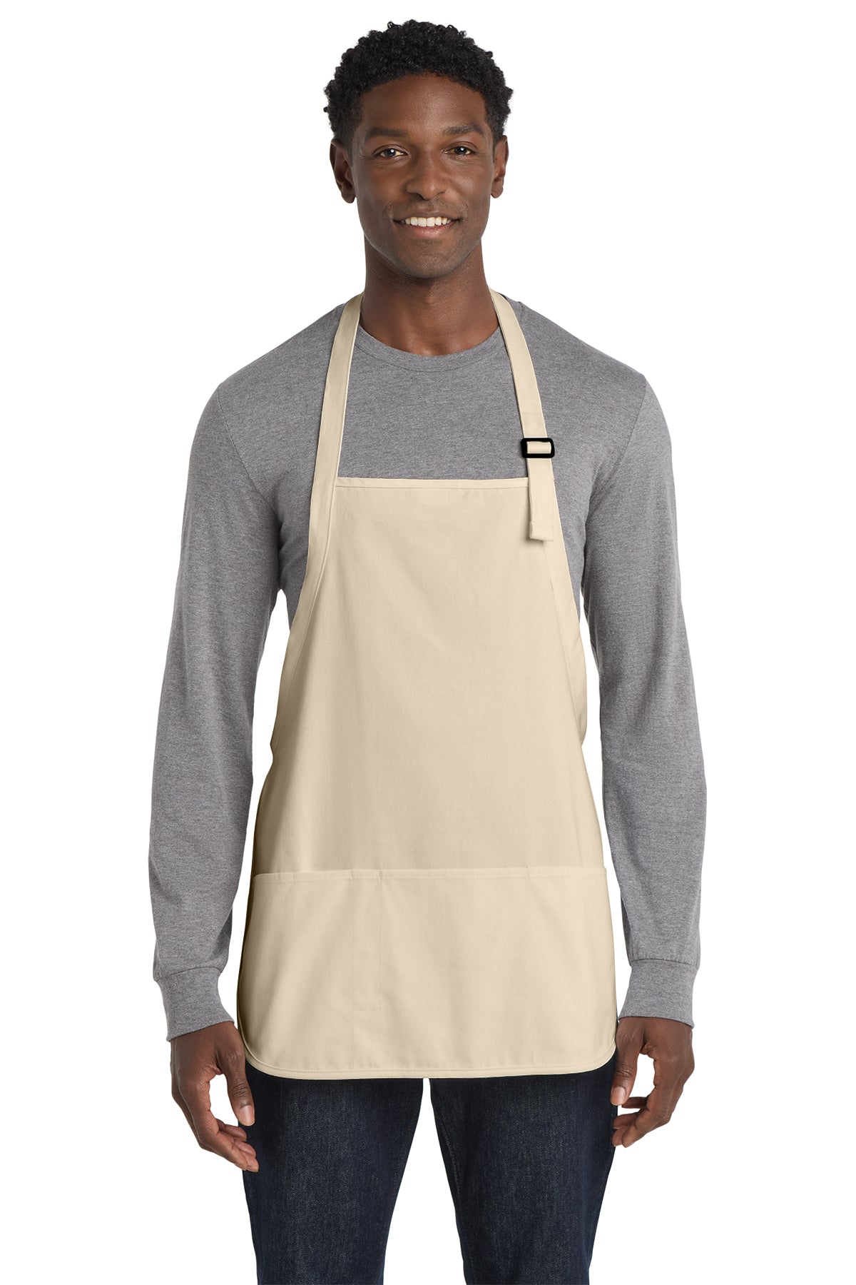 Port Authority Medium-Length Apron with Pouch Pockets in stone