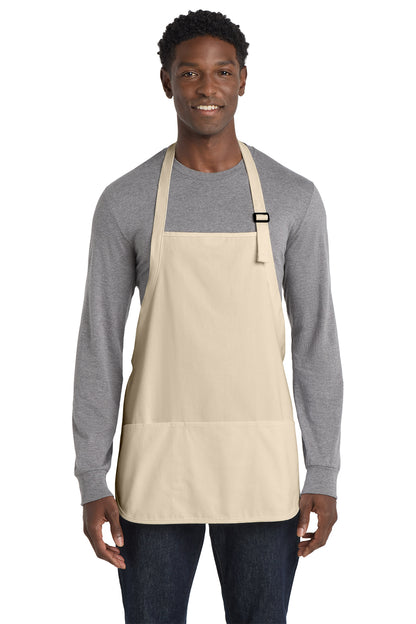 Port Authority Medium-Length Apron with Pouch Pockets in stone