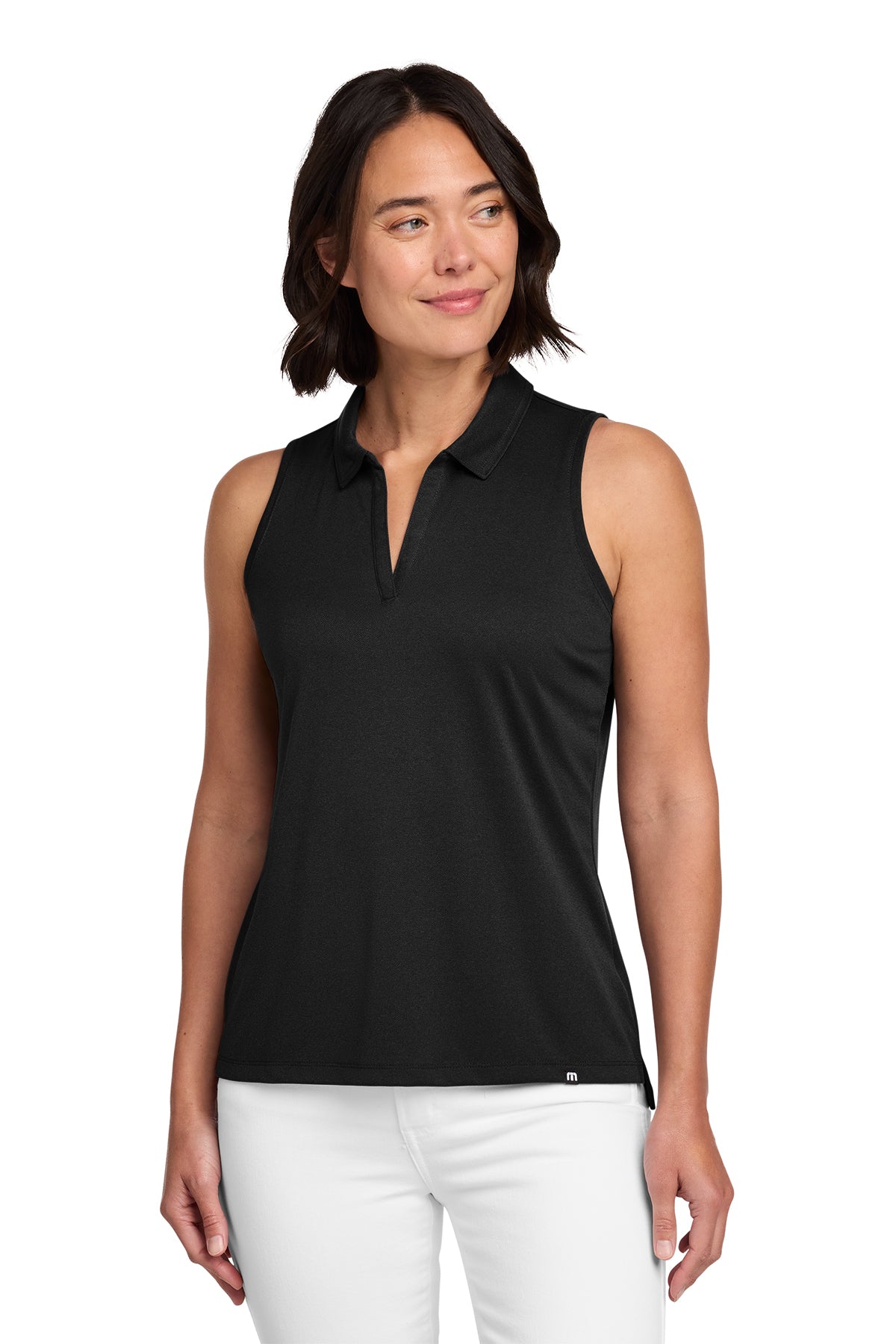 TravisMathew Women's Coto Performance Sleeveless Polo in Black, style TM1WX001