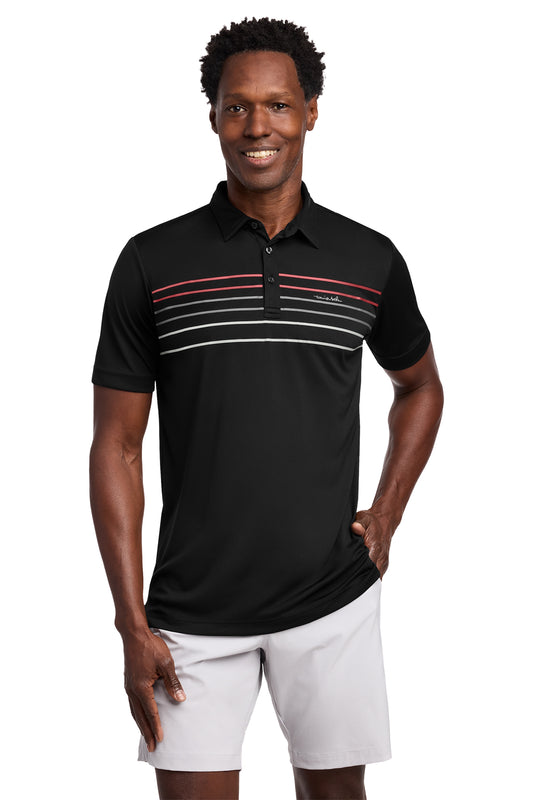 TravisMathew Coto Performance Chest Stripe Polo in Black, style TM1MY400