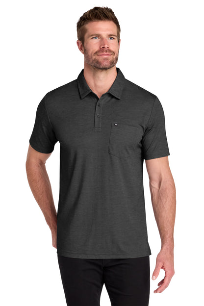 TravisMathew Oceanside Heather Pocket Polo in Black Heather, style TM1MY404