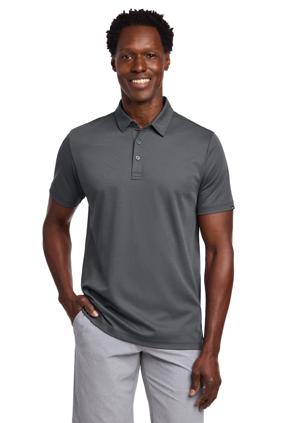 TravisMathew Bayfront Solid Polo in Dark Grey, style TM1MY399